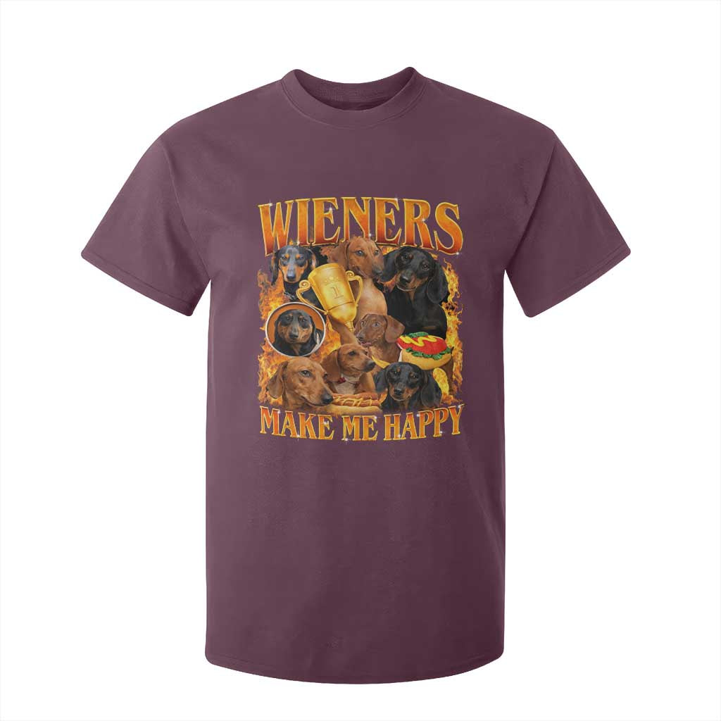 Funny Wiener Dog T Shirt For Kid Vintage Bootleg Gift For Dachshund Lover TS10 Maroon Print Your Wear