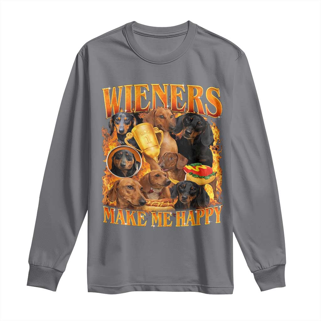 Funny Wiener Dog Long Sleeve Shirt Vintage Bootleg Gift For Dachshund Lover TS10 Charcoal Print Your Wear