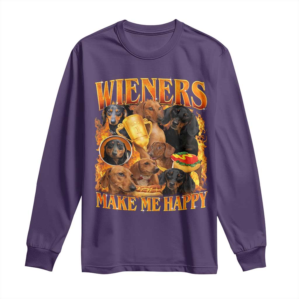 Funny Wiener Dog Long Sleeve Shirt Vintage Bootleg Gift For Dachshund Lover TS10 Purple Print Your Wear