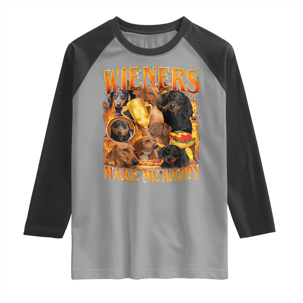 Funny Wiener Dog Raglan Shirt Vintage Bootleg Gift For Dachshund Lover TS10 Sport Gray Black Print Your Wear