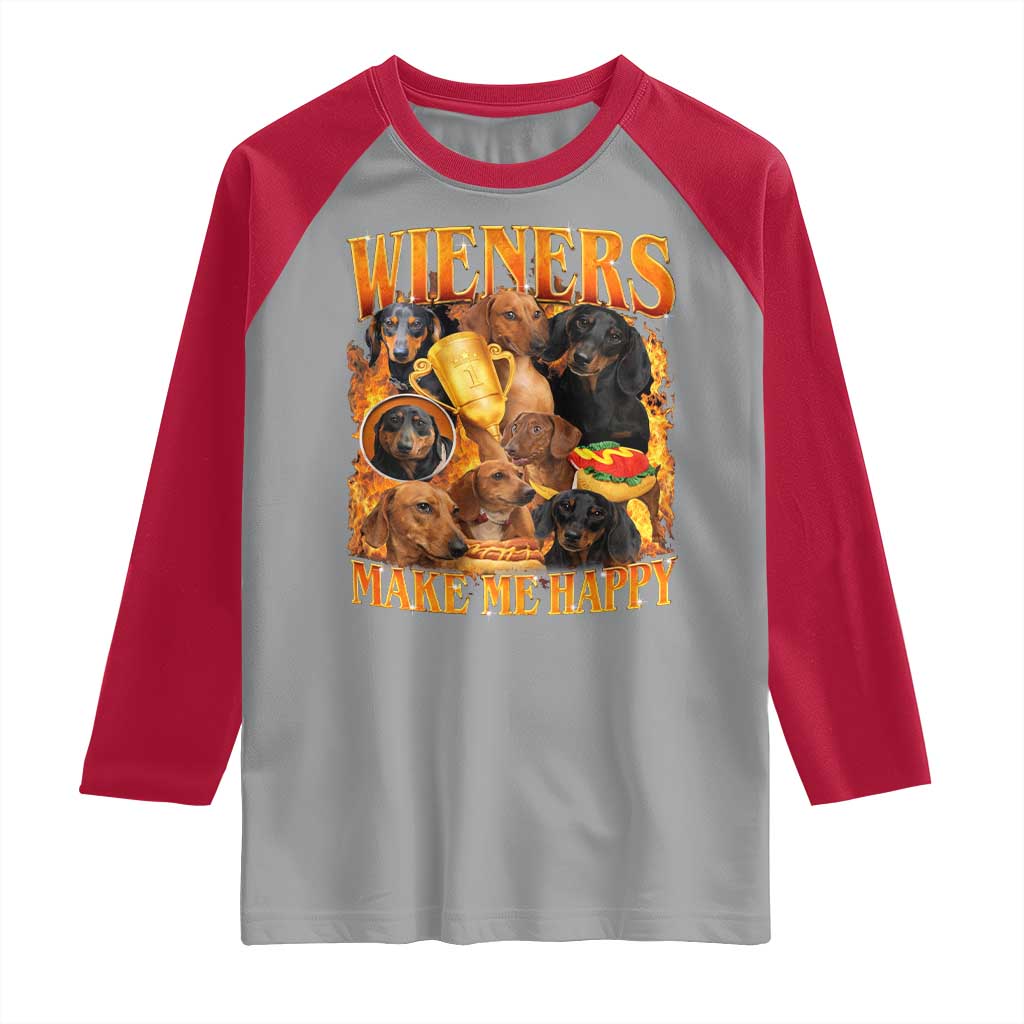 Funny Wiener Dog Raglan Shirt Vintage Bootleg Gift For Dachshund Lover TS10 Sport Gray Red Print Your Wear