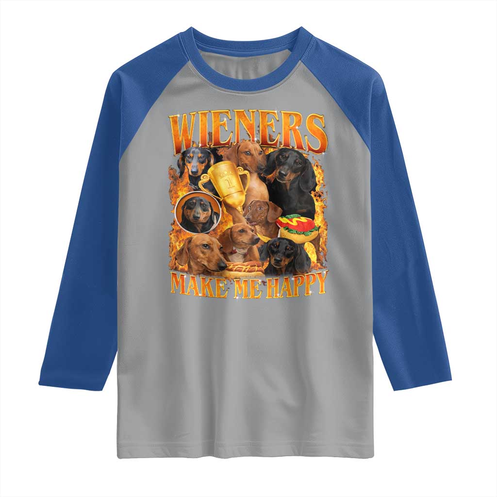 Funny Wiener Dog Raglan Shirt Vintage Bootleg Gift For Dachshund Lover TS10 Sport Gray Royal Print Your Wear