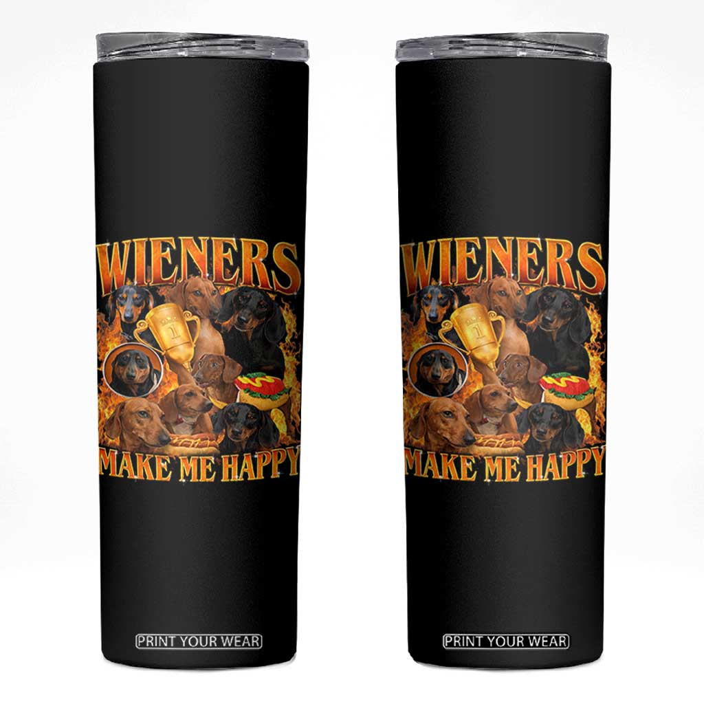 Funny Wiener Dog Skinny Tumbler Vintage Bootleg Gift For Dachshund Lover TS10 Black Print Your Wear