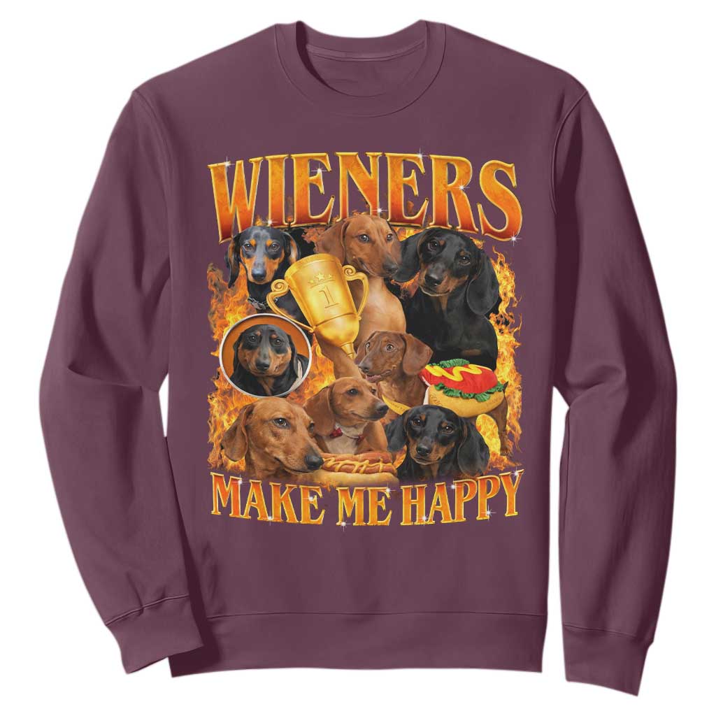 Funny Wiener Dog Sweatshirt Vintage Bootleg Gift For Dachshund Lover TS10 Maroon Print Your Wear