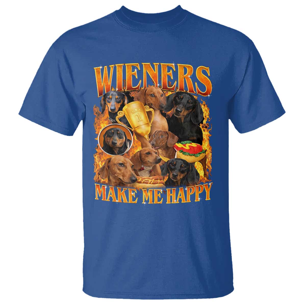 Funny Wiener Dog T Shirt Vintage Bootleg Gift For Dachshund Lover TS10 Royal Blue Print Your Wear