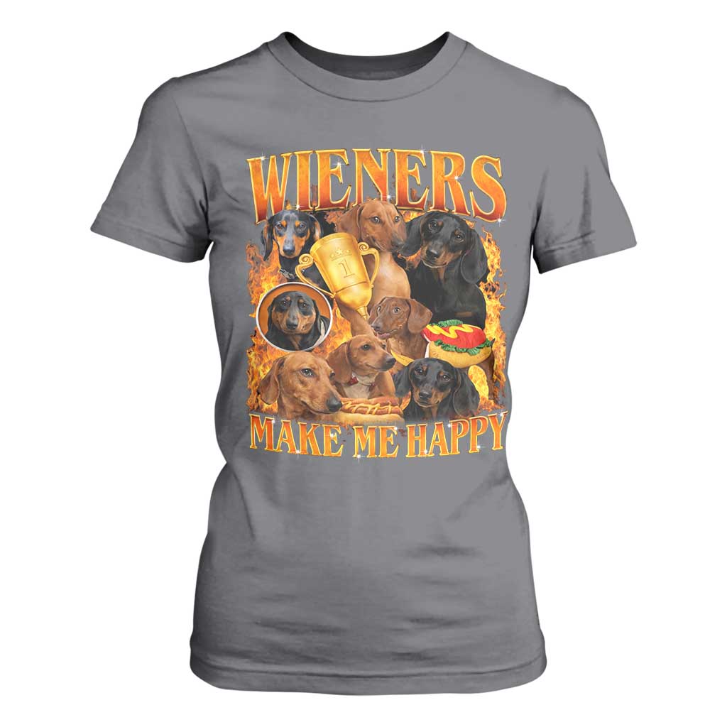 Funny Wiener Dog T Shirt For Women Vintage Bootleg Gift For Dachshund Lover TS10 Charcoal Print Your Wear