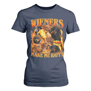 Funny Wiener Dog T Shirt For Women Vintage Bootleg Gift For Dachshund Lover TS10 Navy Print Your Wear