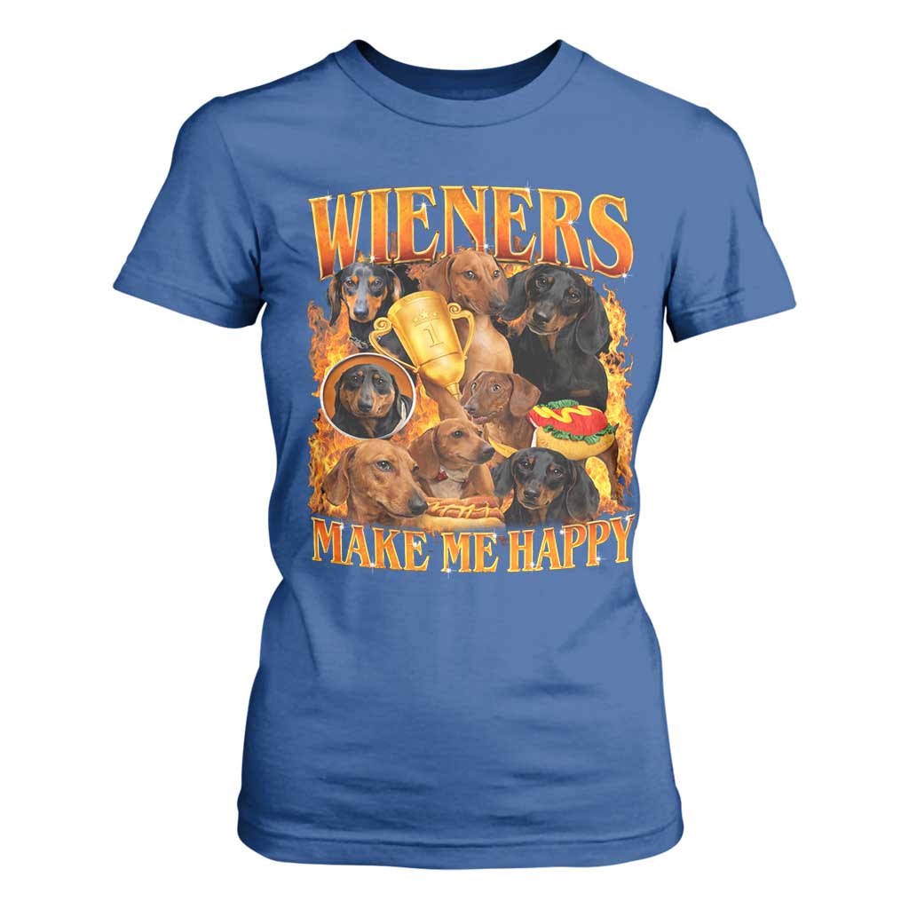 Funny Wiener Dog T Shirt For Women Vintage Bootleg Gift For Dachshund Lover TS10 Royal Blue Print Your Wear