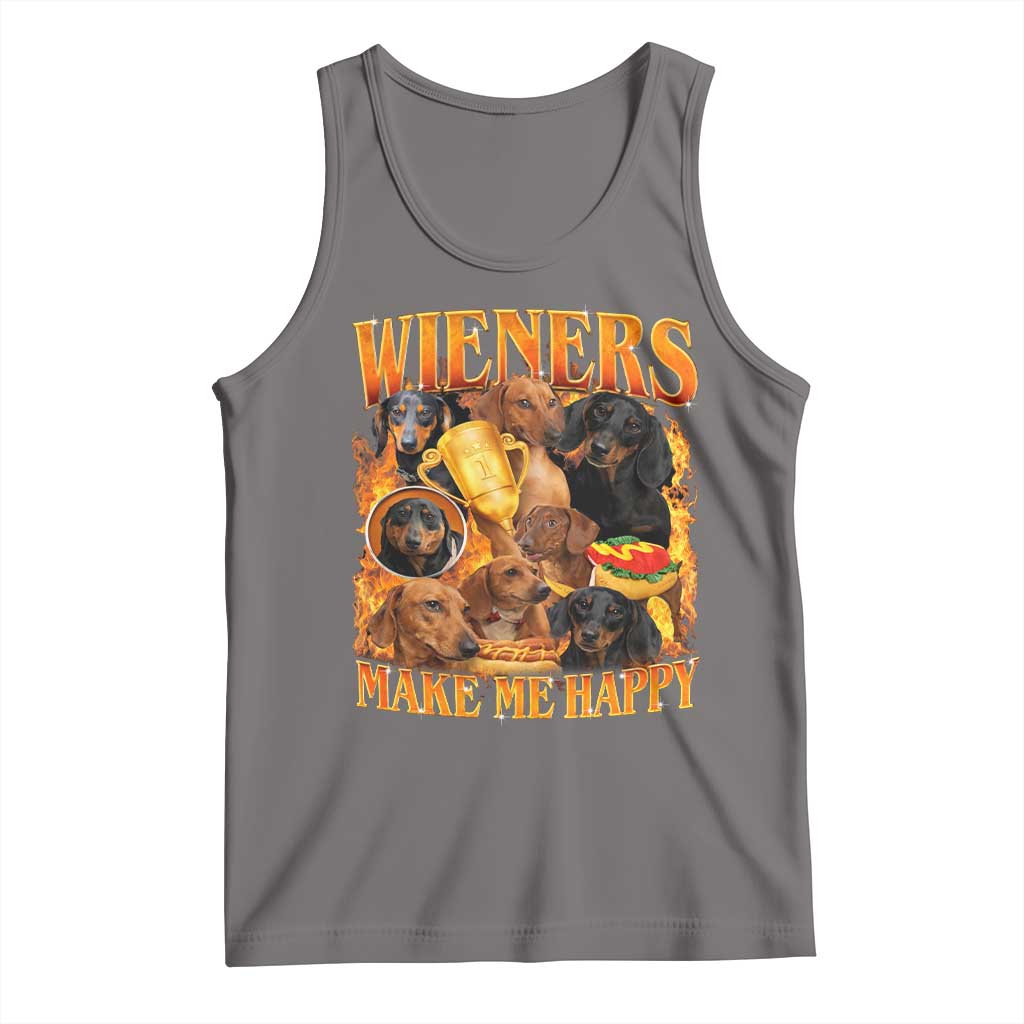 Funny Wiener Dog Tank Top Vintage Bootleg Gift For Dachshund Lover TS10 Deep Heather Print Your Wear