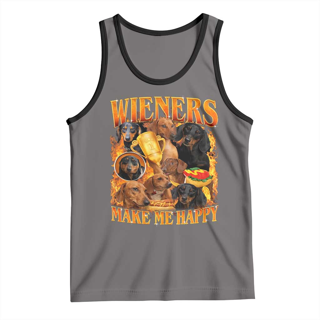 Funny Wiener Dog Tank Top Vintage Bootleg Gift For Dachshund Lover TS10 Deep Heather Black Print Your Wear