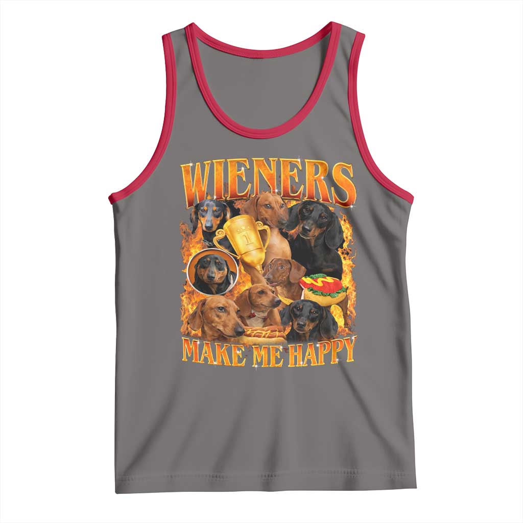 Funny Wiener Dog Tank Top Vintage Bootleg Gift For Dachshund Lover TS10 Deep Heather Red Print Your Wear
