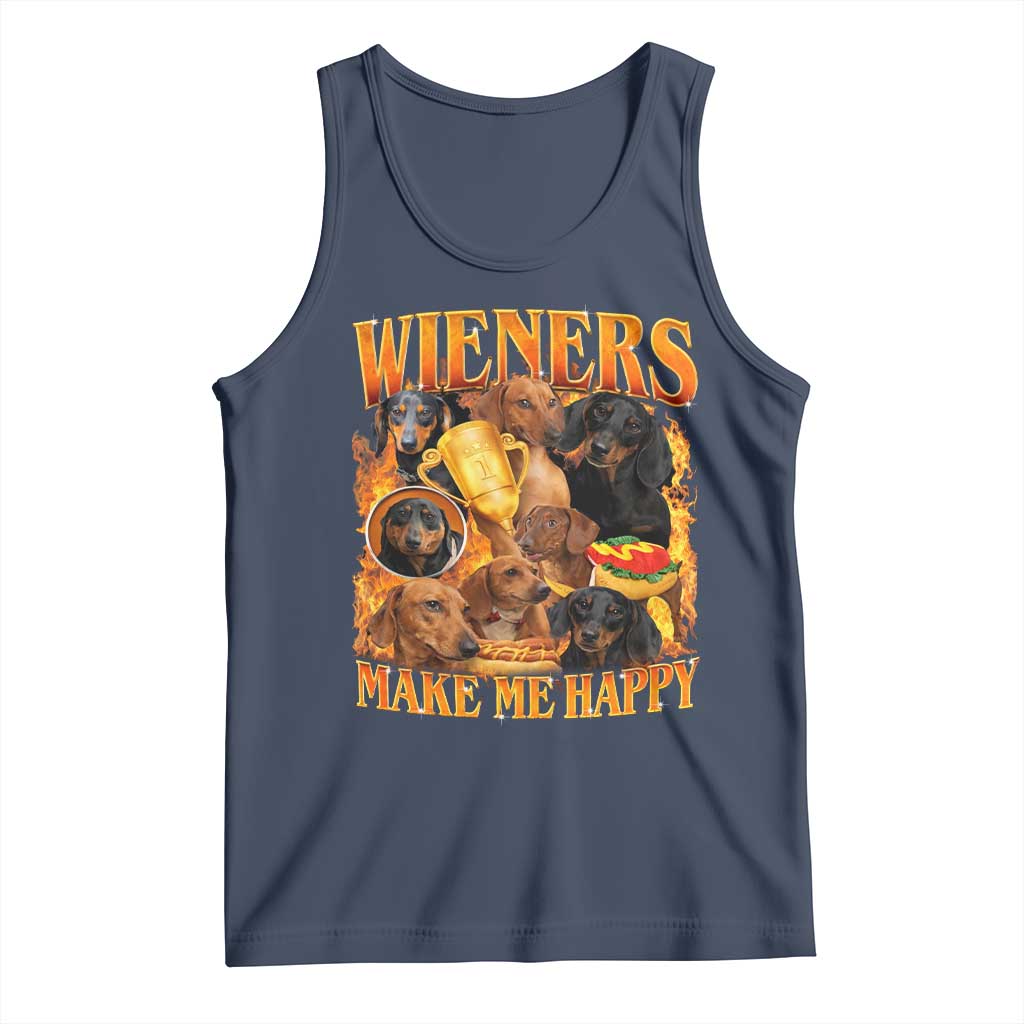 Funny Wiener Dog Tank Top Vintage Bootleg Gift For Dachshund Lover TS10 Navy Print Your Wear