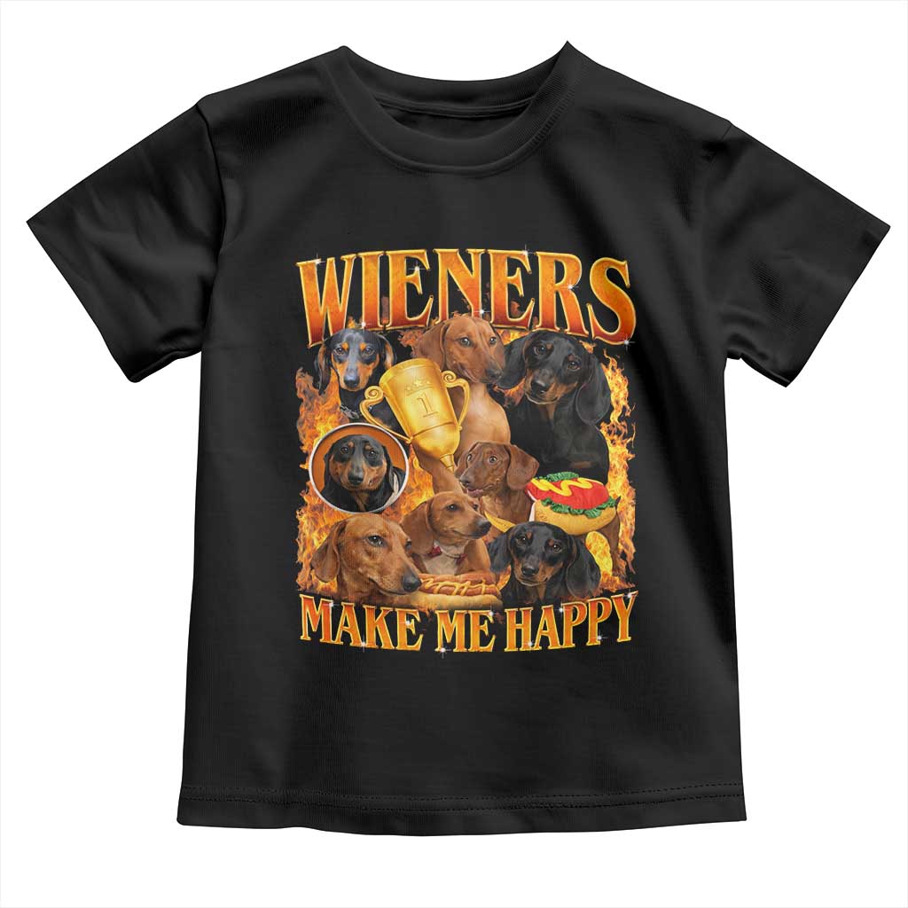 Funny Wiener Dog Toddler T Shirt Vintage Bootleg Gift For Dachshund Lover TS10 Black Print Your Wear