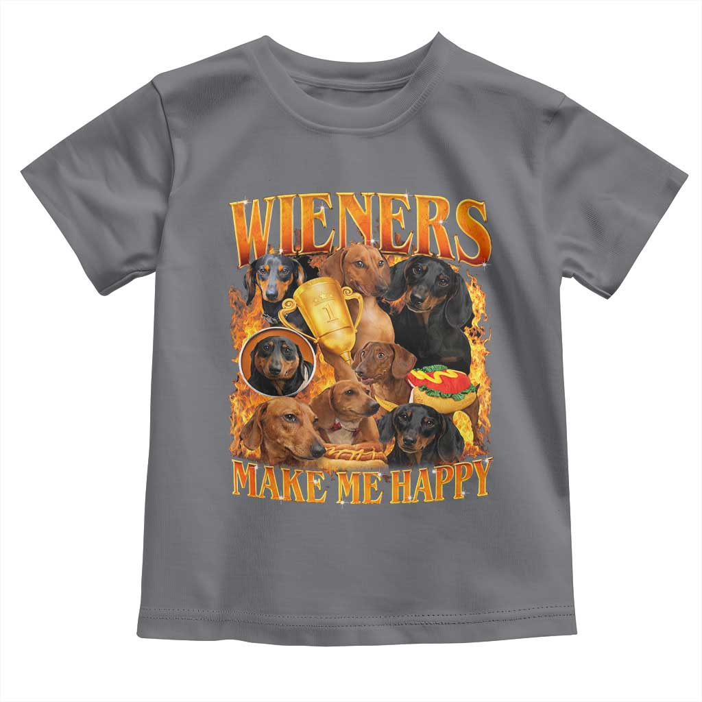 Funny Wiener Dog Toddler T Shirt Vintage Bootleg Gift For Dachshund Lover TS10 Charcoal Print Your Wear