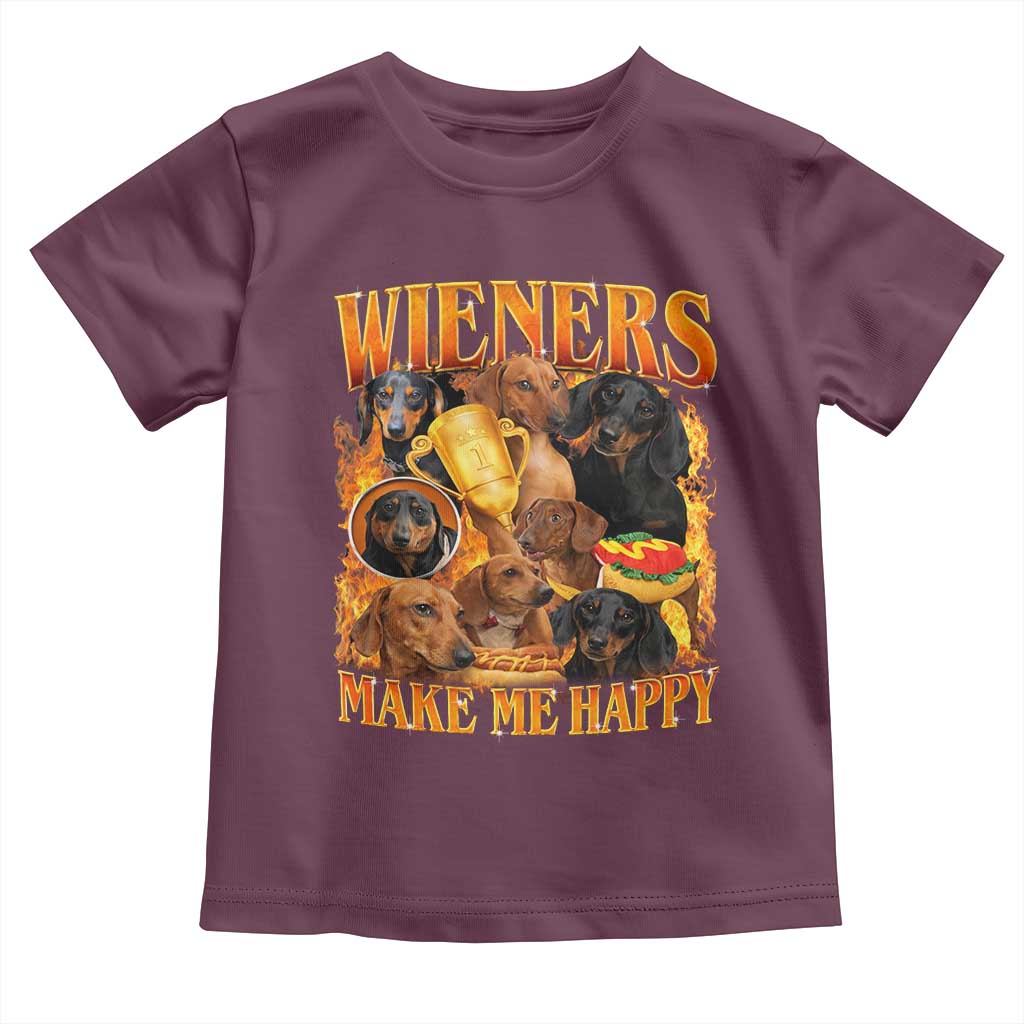 Funny Wiener Dog Toddler T Shirt Vintage Bootleg Gift For Dachshund Lover TS10 Maroon Print Your Wear