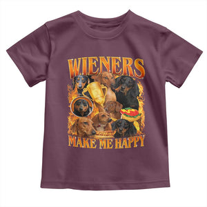 Funny Wiener Dog Toddler T Shirt Vintage Bootleg Gift For Dachshund Lover TS10 Maroon Print Your Wear