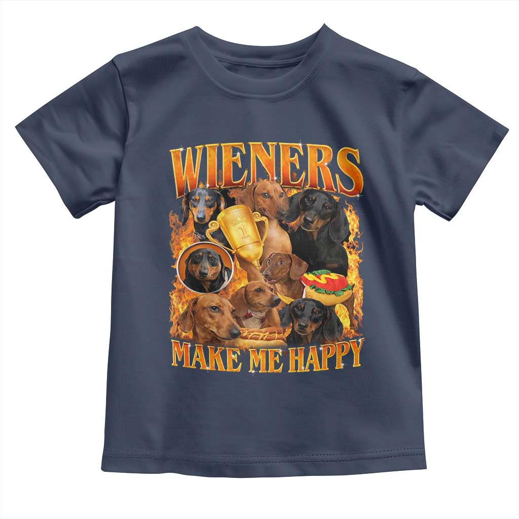 Funny Wiener Dog Toddler T Shirt Vintage Bootleg Gift For Dachshund Lover TS10 Navy Print Your Wear
