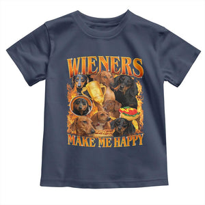 Funny Wiener Dog Toddler T Shirt Vintage Bootleg Gift For Dachshund Lover TS10 Navy Print Your Wear