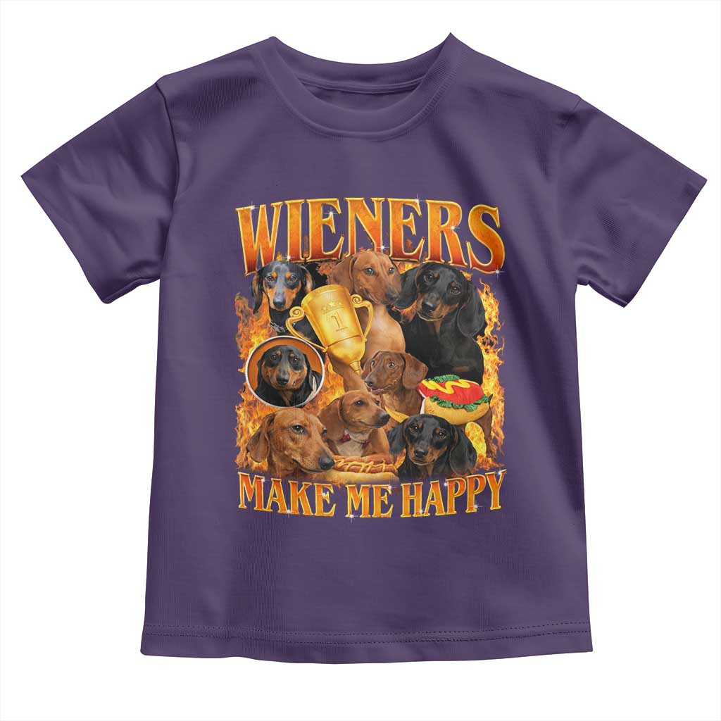 Funny Wiener Dog Toddler T Shirt Vintage Bootleg Gift For Dachshund Lover TS10 Purple Print Your Wear