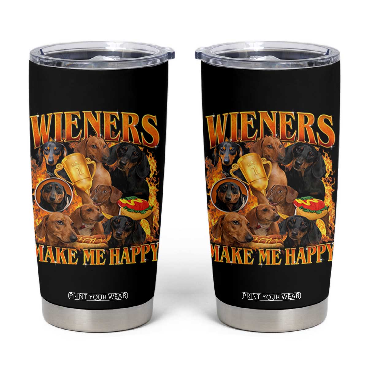 Funny Wiener Dog Tumbler Cup Vintage Bootleg Gift For Dachshund Lover TS10 Black Print Your Wear
