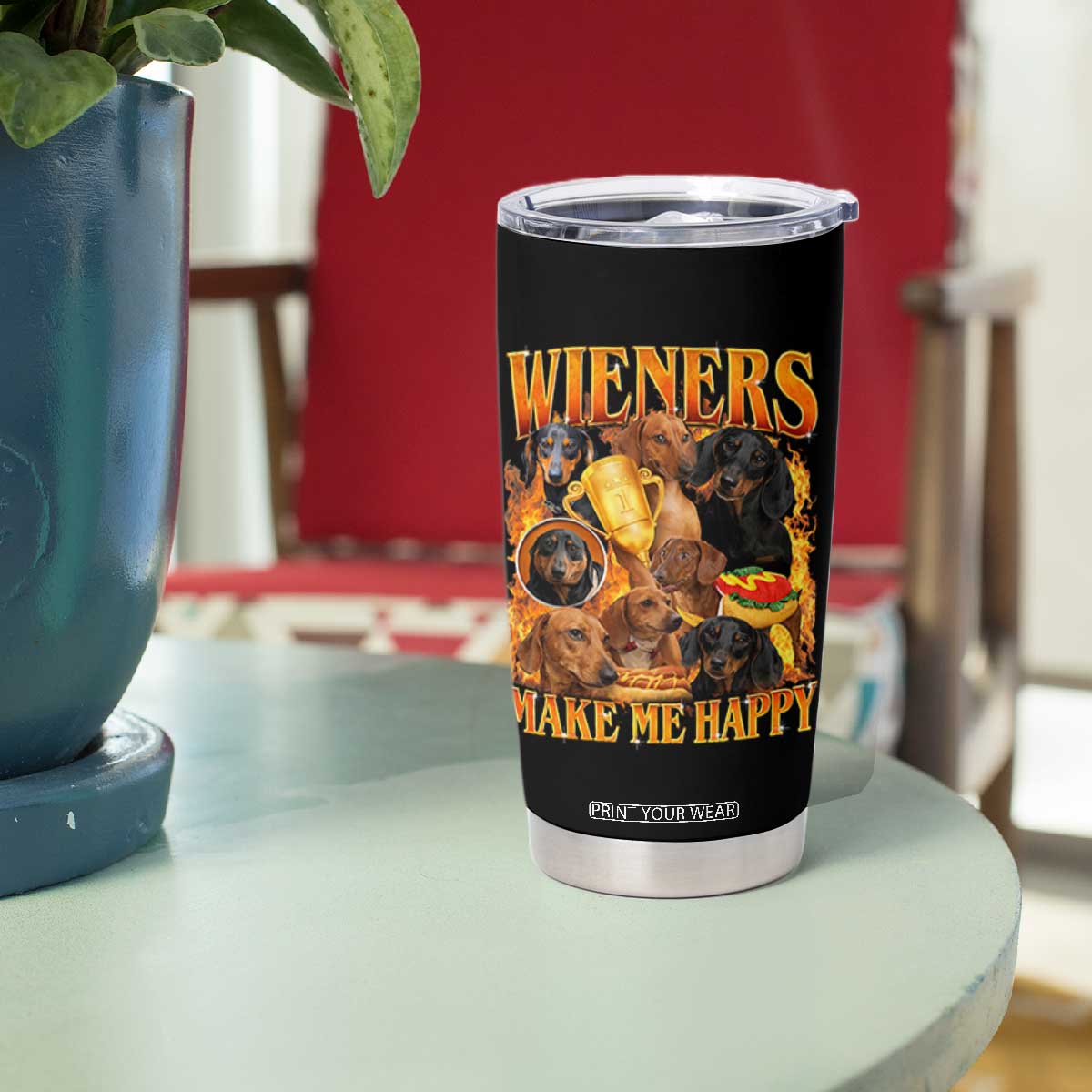 Funny Wiener Dog Tumbler Cup Vintage Bootleg Gift For Dachshund Lover TS10 Print Your Wear