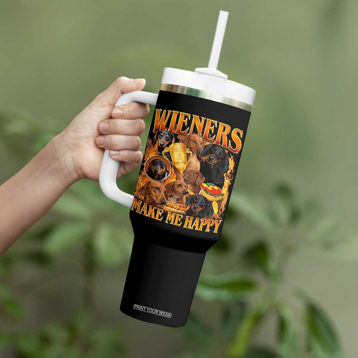 Funny Wiener Dog Tumbler With Handle Vintage Bootleg Gift For Dachshund Lover TS10 Print Your Wear