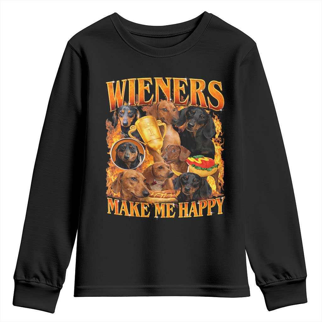 Funny Wiener Dog Youth Sweatshirt Vintage Bootleg Gift For Dachshund Lover TS10 Black Print Your Wear