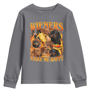 Funny Wiener Dog Youth Sweatshirt Vintage Bootleg Gift For Dachshund Lover TS10 Charcoal Print Your Wear