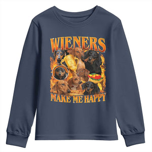 Funny Wiener Dog Youth Sweatshirt Vintage Bootleg Gift For Dachshund Lover TS10 Navy Print Your Wear