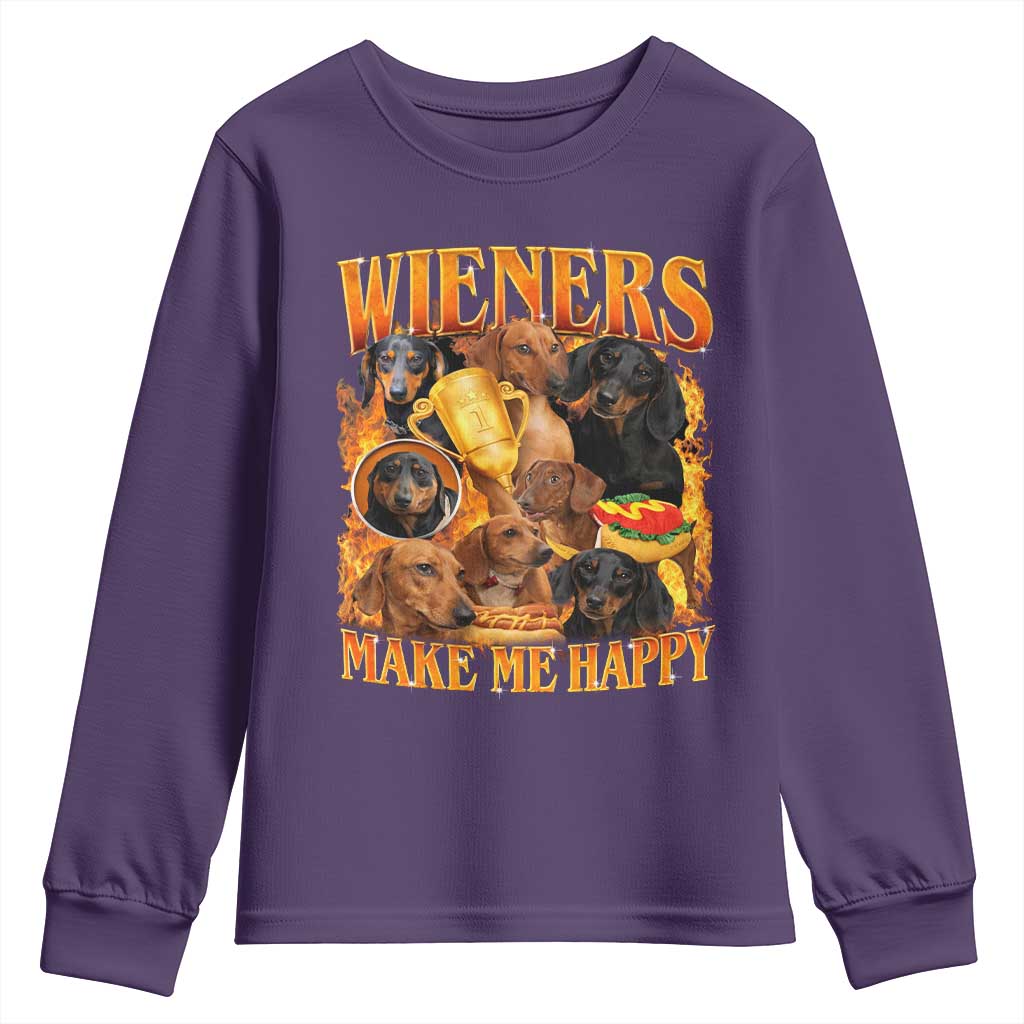 Funny Wiener Dog Youth Sweatshirt Vintage Bootleg Gift For Dachshund Lover TS10 Purple Print Your Wear