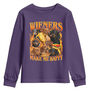 Funny Wiener Dog Youth Sweatshirt Vintage Bootleg Gift For Dachshund Lover TS10 Purple Print Your Wear