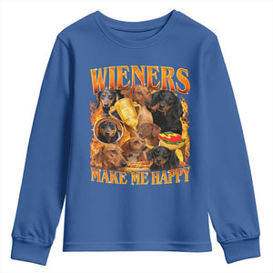 Funny Wiener Dog Youth Sweatshirt Vintage Bootleg Gift For Dachshund Lover TS10 Royal Blue Print Your Wear