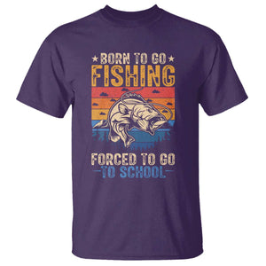 Born to Go Fishing Forced School T Shirt Funny Fishing Fisherman Kids Boys TS10 Purple Print Your Wear