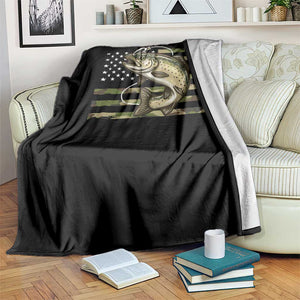 Camo Bass Fishing Throw Blanket Patriotic US Flag Fisherman TS10 Print Your Wear