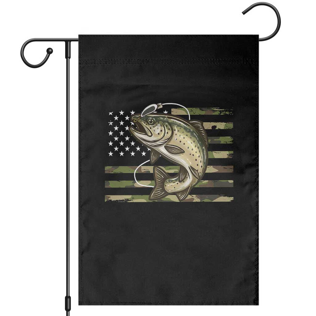 Camo Bass Fishing Garden Flag Patriotic US Flag Fisherman TS10 Black Print Your Wear