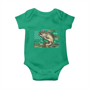 Camo Bass Fishing Baby Onesie Patriotic US Flag Fisherman TS10 Irish Green Print Your Wear