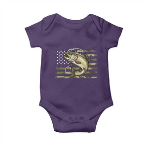 Camo Bass Fishing Baby Onesie Patriotic US Flag Fisherman TS10 Purple Print Your Wear