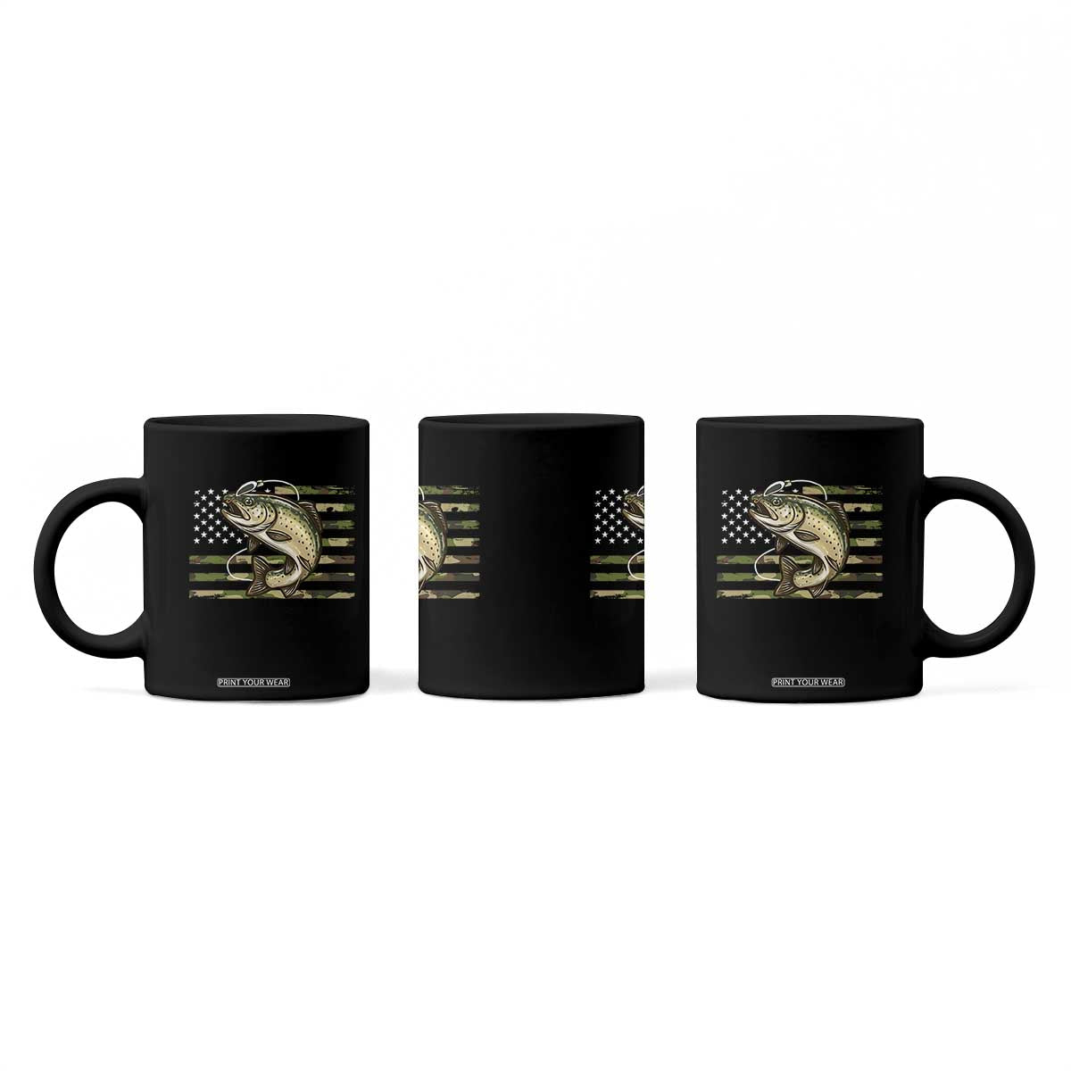 Camo Bass Fishing Coffee Mug Patriotic US Flag Fisherman TS10 Print Your Wear