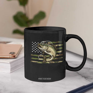 Camo Bass Fishing Coffee Mug Patriotic US Flag Fisherman TS10 Print Your Wear