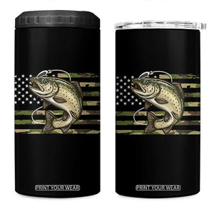 Camo Bass Fishing 4 in 1 Can Cooler Tumbler Patriotic US Flag Fisherman TS10 One Size: 16 oz Black Print Your Wear