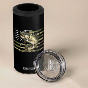 Camo Bass Fishing 4 in 1 Can Cooler Tumbler Patriotic US Flag Fisherman TS10 Print Your Wear