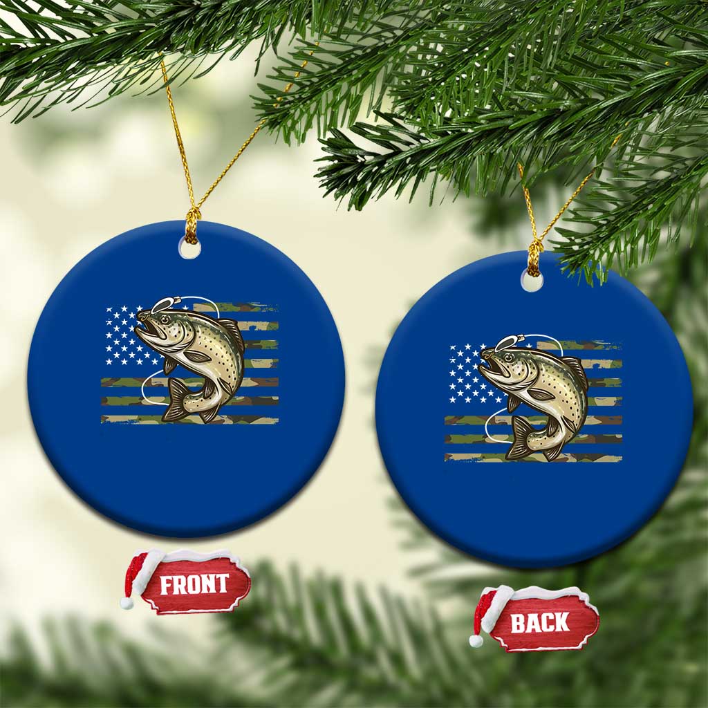 Camo Bass Fishing Ceramic Ornament Patriotic US Flag Fisherman TS10 1pc Blue Print Your Wear