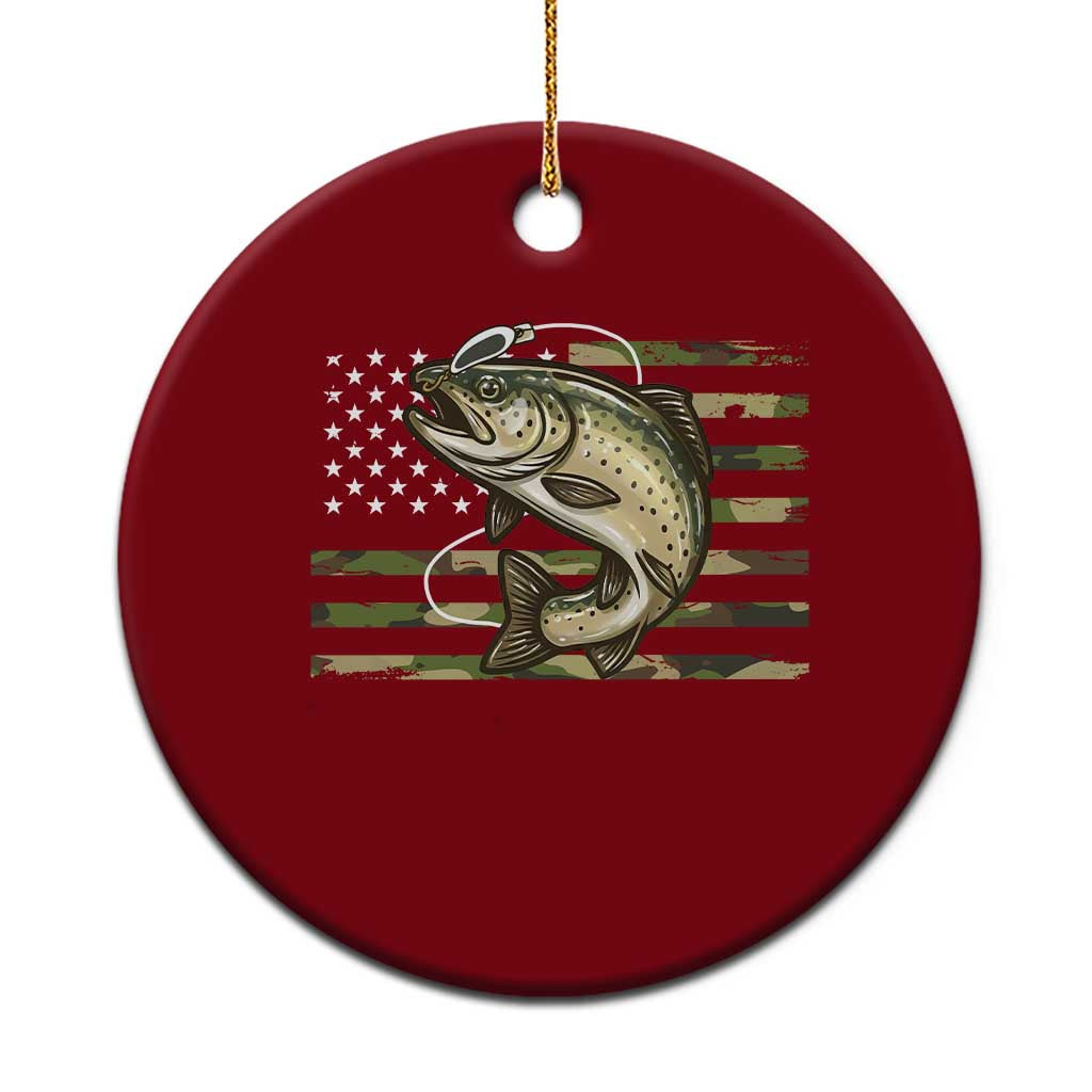 Camo Bass Fishing Ceramic Ornament Patriotic US Flag Fisherman TS10 1pc Red Print Your Wear