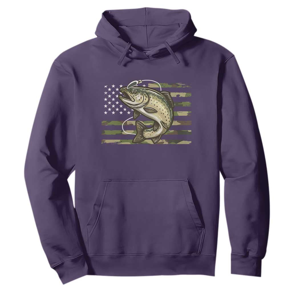 Camo Bass Fishing Hoodie Patriotic US Flag Fisherman TS10 Purple Print Your Wear