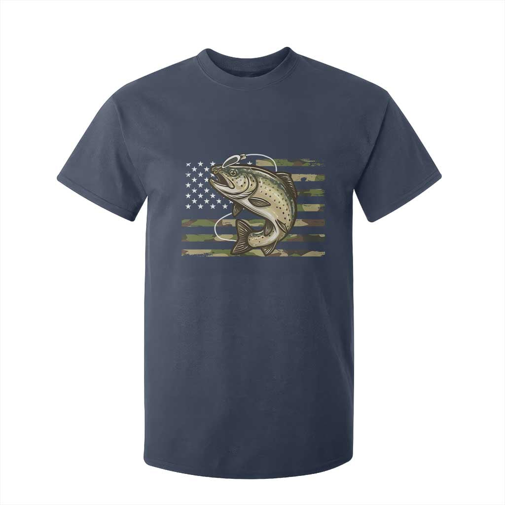 Camo Bass Fishing T Shirt For Kid Patriotic US Flag Fisherman TS10 Navy Print Your Wear