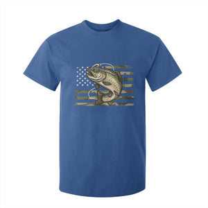 Camo Bass Fishing T Shirt For Kid Patriotic US Flag Fisherman TS10 Royal Blue Print Your Wear