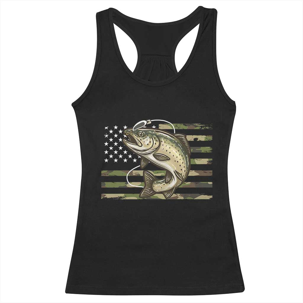 Camo Bass Fishing Racerback Tank Top Patriotic US Flag Fisherman TS10 Black Print Your Wear