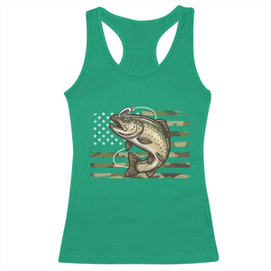 Camo Bass Fishing Racerback Tank Top Patriotic US Flag Fisherman TS10 Irish Green Print Your Wear