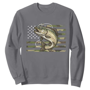 Camo Bass Fishing Sweatshirt Patriotic US Flag Fisherman TS10 Charcoal Print Your Wear