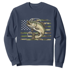 Camo Bass Fishing Sweatshirt Patriotic US Flag Fisherman TS10 Navy Print Your Wear